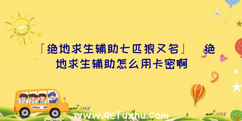 「绝地求生辅助七匹狼又名」|绝地求生辅助怎么用卡密啊